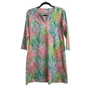 Alvin’s Island UPF 50 Coral Print Swim Cover Up Dress Resort Beach Size Small